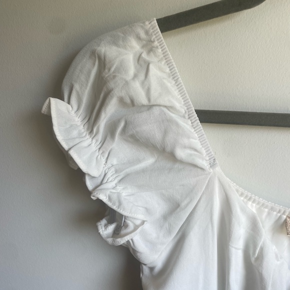 Altar’d state Jumpsuit NWT XS business casual navy and white poof sleeves (J) - Picture 5 of 6